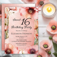 Boho Fleurs de Pavot Roses Fête d'anniversaire Swe