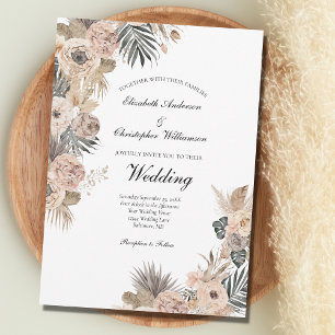 Invitation Boho Fleurs Floral Botanical Feuille Mariage
