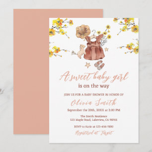 Invitation Boho Fleurs Jaunes Vêtements Sweet Girl Baby showe