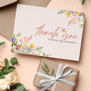 Invitation Boho Fleurs Merci de libellules mariage