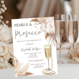Invitation Boho Fleurs perles Fête des mariées Prosecco
