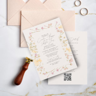 Invitation Boho Fleurs sauvages Frame Ivory RSVP QR Code Mari