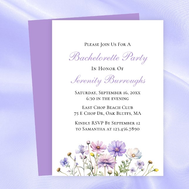 Invitation Boho Fleurs sauvages violet Floral Bachelorette Pa (Créateur téléchargé)