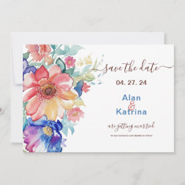 Invitation Boho Fleurs Vibrantes Enregistrer La Date Invitati