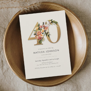 Invitation Boho Floral 40e anniversaire