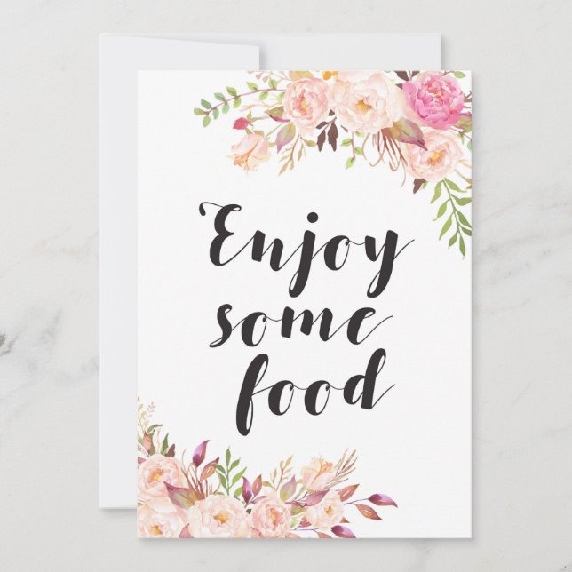 Invitation Boho floral Appréciez un peu de nourriture Signal  (Devant)