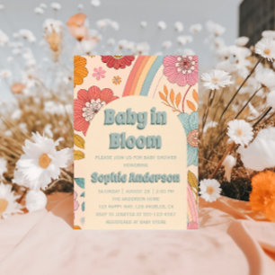 Invitation Boho Floral Arc-en-ciel Bébé en Fleur Baby Shower