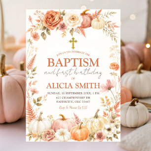 Invitation Boho Floral Automnal Baptême & Premier Anniversair
