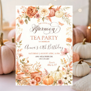 Invitation Boho Floral Automne Après-midi Thé Anniversaire Fê