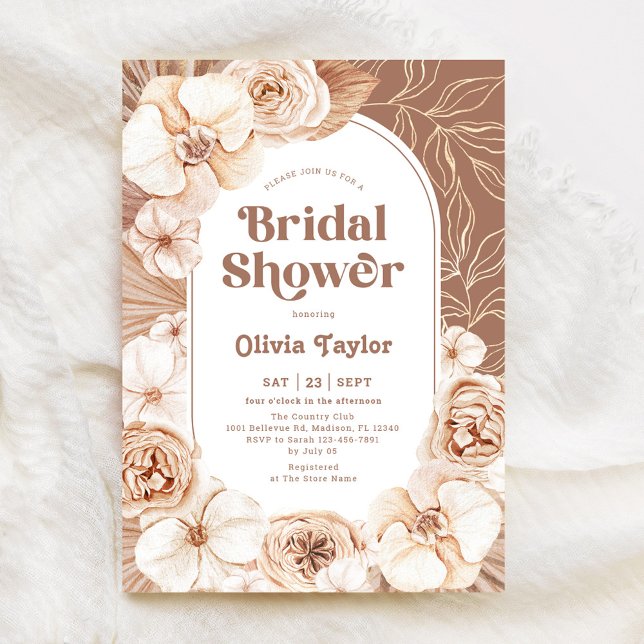 Invitation Boho Floral Baby shower Mocha (Créateur téléchargé)