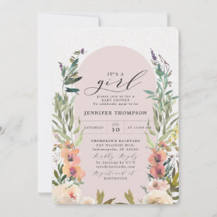 Invitation Boho Floral Blush C'est un Baby shower féminin