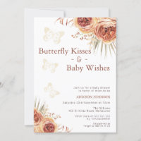 Boho Floral Burnt Orange Butterfly Baby shower