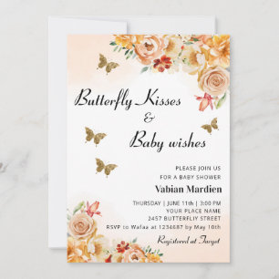 Invitation Boho Floral Butterfly Baisers fille Baby shower