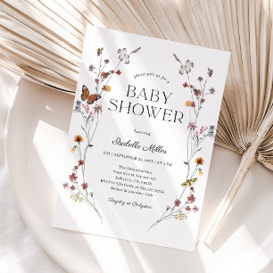 Invitation Boho Floral Butterfly Girl Baby shower Brunch