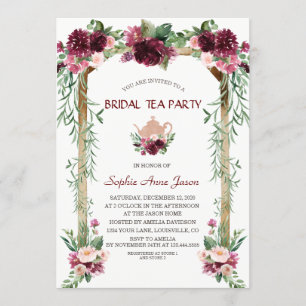 Invitation Boho Floral Canopy Fall Bridal Tea Party