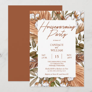 Invitation Boho Floral Coton   Grasses Fête de réchauffement 