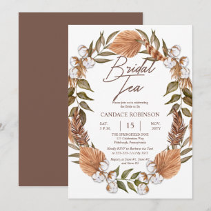 Invitation Boho Floral Coton Grasses séchées Thé nuptiale Dou