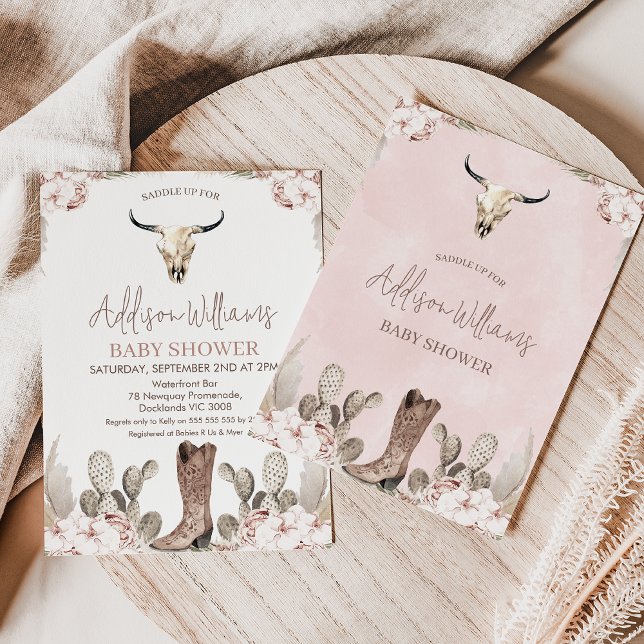 Invitation Boho Floral Cowgirl Baby shower de démarrage (Boho Floral Cowgirl Baby Shower Invitation, Western Baby Shower, Wild West Rodeo Southwest Ranch, )