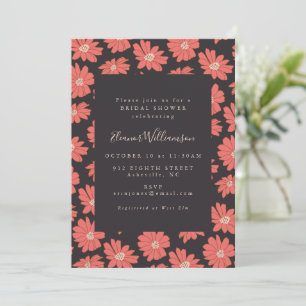 Invitation Boho Floral Elegant Black Red Fête des mariées