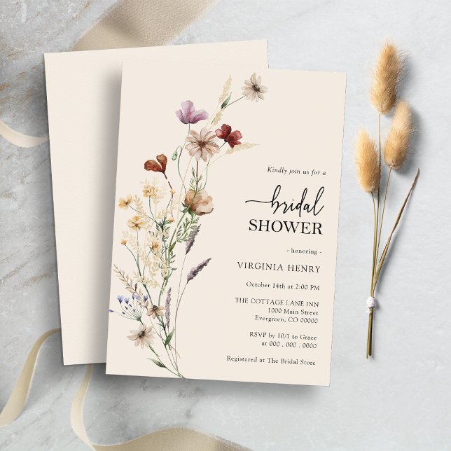 Invitation Boho Floral Elegant Fête des mariées (Boho Floral Elegant Bridal Shower Invitation by Painted Paperie)