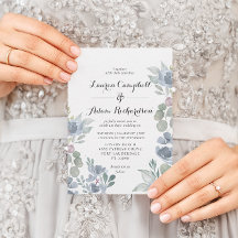 Boho Floral & Eucalyptus Dusty Mariage bleu