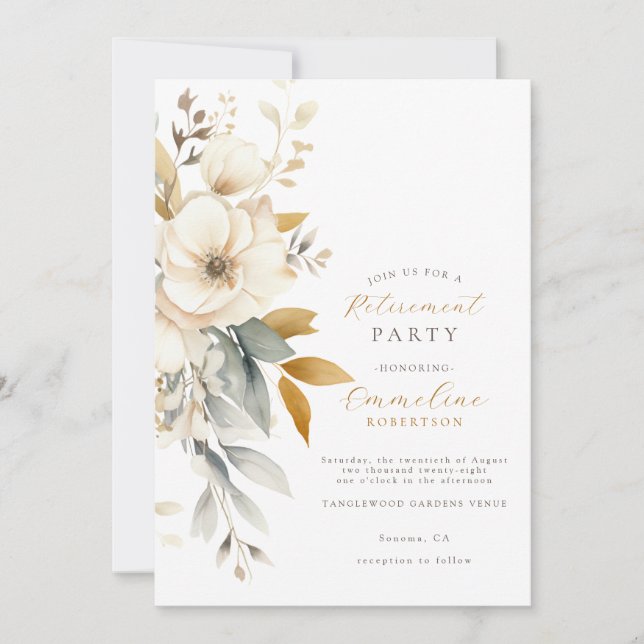 Invitation Boho Floral Fleur sauvage Retraite Party (Devant)