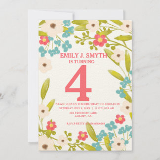 Invitation Boho Floral Garden Fête d'anniversaire pour enfant