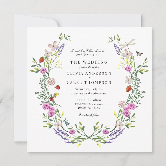 Invitation Boho Floral Garden Mariage (Devant)