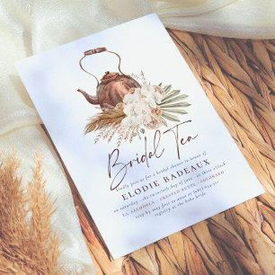 Invitation Boho Floral Herbe de Pampas Moderne Thé Mariage Do
