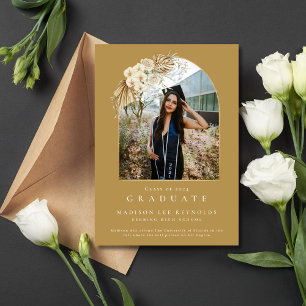 Invitation Boho Floral High School Photo Graduation