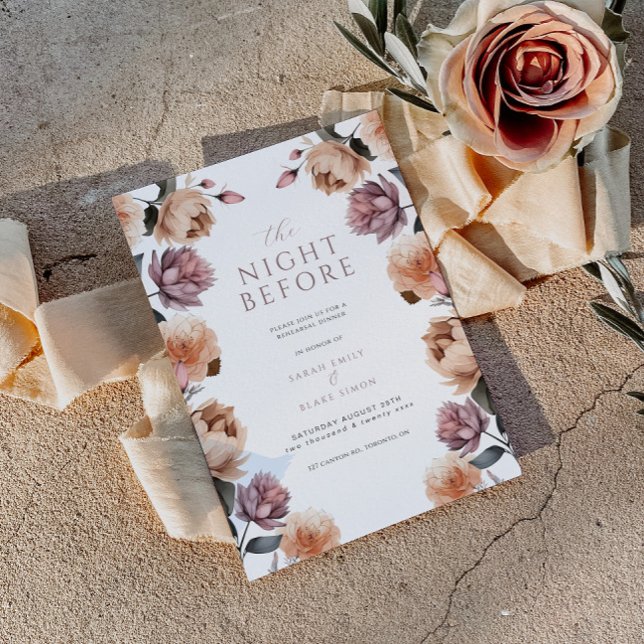 Invitation Boho Floral La Nuit Avant Le Dîner De Répétition (Créateur téléchargé)