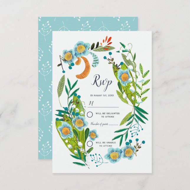 Invitation Boho Floral Lily de Vallée Mariage (Devant / Derrière)