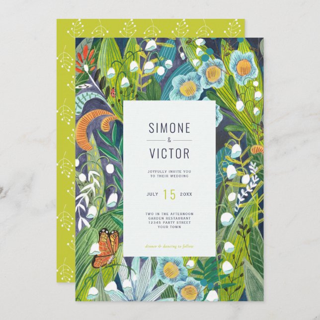 Invitation Boho Floral Lily de Vallée Mariage (Devant / Derrière)