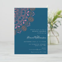 Boho Floral Mandala Fête des mariées bleue Turquoi