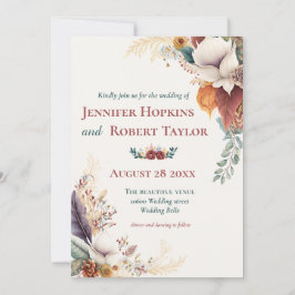 Invitation Boho Floral mariage