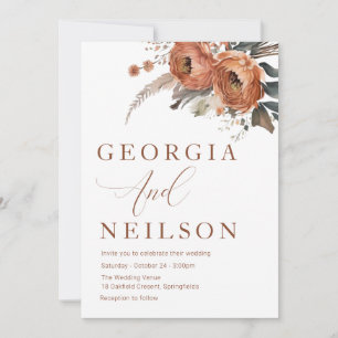Invitation Boho Floral Mariage de automne