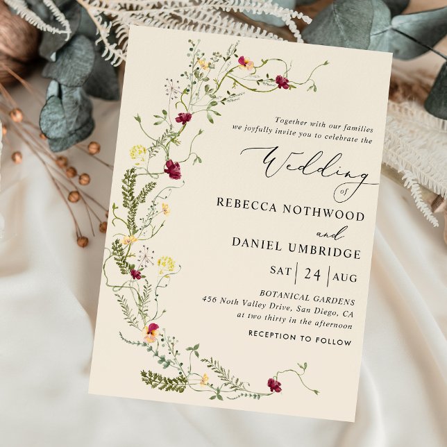 Invitation Boho Floral Mariage Wreath (Créateur téléchargé)