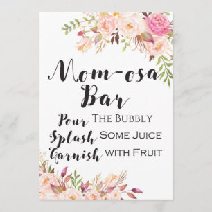 Invitation Boho floral Mom-osa bar baby shower Signe 5x7"