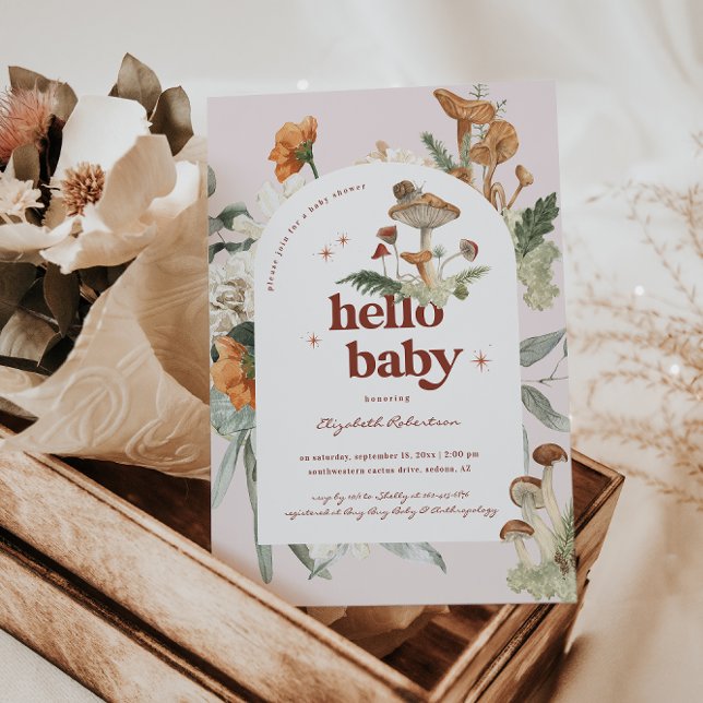 Invitation Boho Floral Mushroom Botanique | BABY SHOWER (Créateur téléchargé)