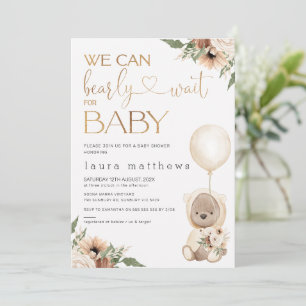 Invitation Boho Floral Nous Pouvons Presque Attendre Baby sho