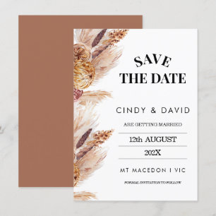 Invitation Boho Floral Pampas Mariage Grass Enregistrer La Da