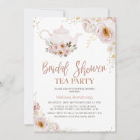 Boho Floral Rose Gold Fête des mariées Tea Party