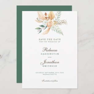Invitation Boho Floral Rustic Green Wedding Enregistrer La Da