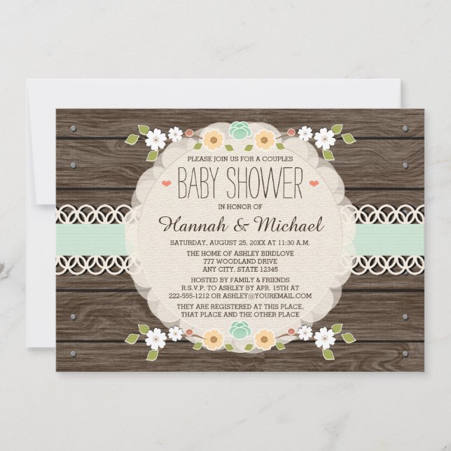 INVITATION BOHO FLORAL RUSTIQUE EN BON ÉTAT COUPLE (Devant)