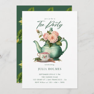 Invitation Boho Floral Spring   Teacup Tea Party