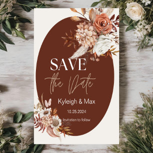 Invitation Boho floral tonique neutre Enregistrer la date Inv