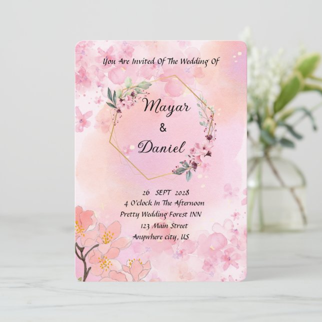 Invitation Boho Floral Wedding Inviter Cette Saison (Debout devant)