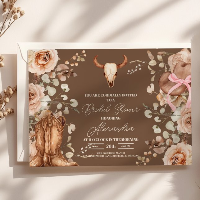Invitation Boho Floral Western Fête des mariées (Créateur téléchargé)