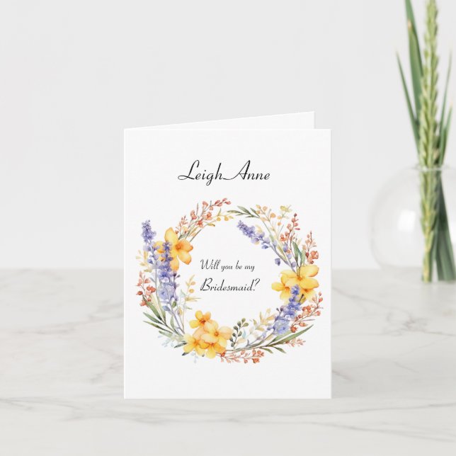 Invitation Boho Floral Wreath Wedding Party Proposition (Devant)