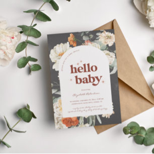 Invitation Boho Flore foncé verdure Botanique   BABY SHOWER